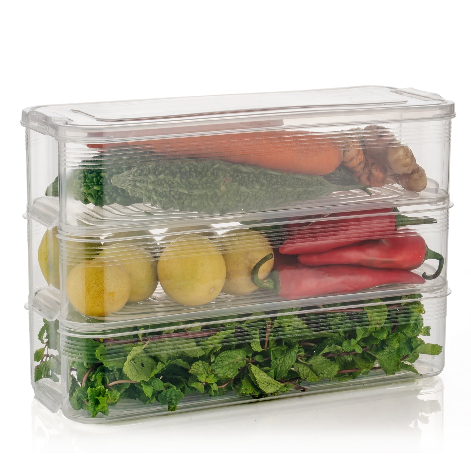 3 Fridge Storage Container, Fridge Organizer with Lid Stackable Fridge Storage Containers Plastic Freezer Storage Containers for Fish, Meat, Vegetables, Fruits, Pack of 3pcs, 1500ML Approx 3 Fridge Storage Container, Fridge Organizer with Lid Stackable Fridge Storage Containers Plastic Freezer Storage Containers for Fish, Meat, Vegetables, Fruits, Pack of 3pcs, 1500ML Approx